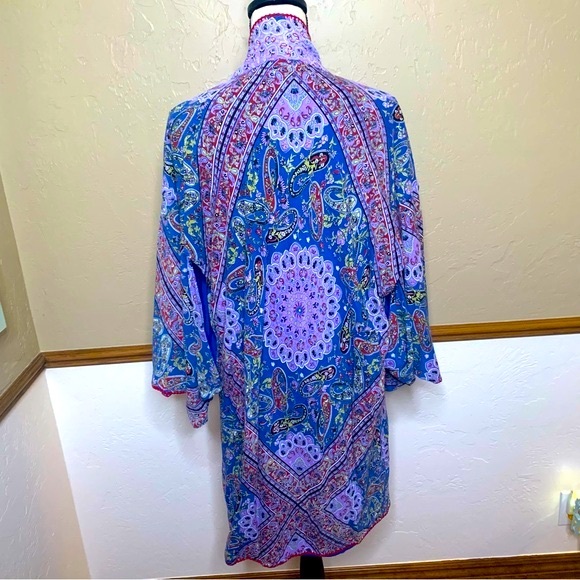 Chasing Unicorns Longline Paisley Print Kimono NWT One Size - Picture 3 of 13